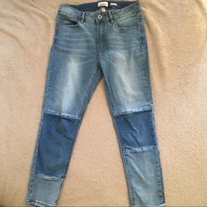 High Rise Patched Jeans